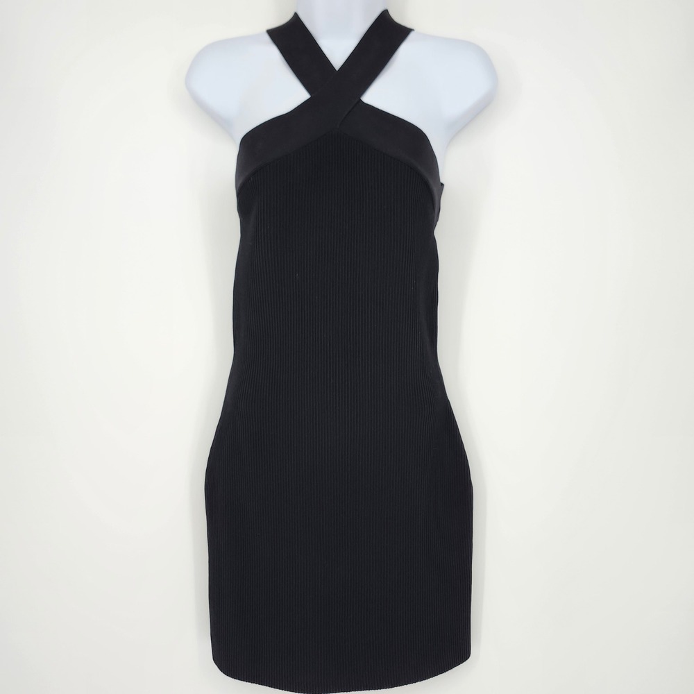 Babaton NWT Sculpt Knit Criss Cross Mini Bodycon Dress Size M Going Out LBD Chic